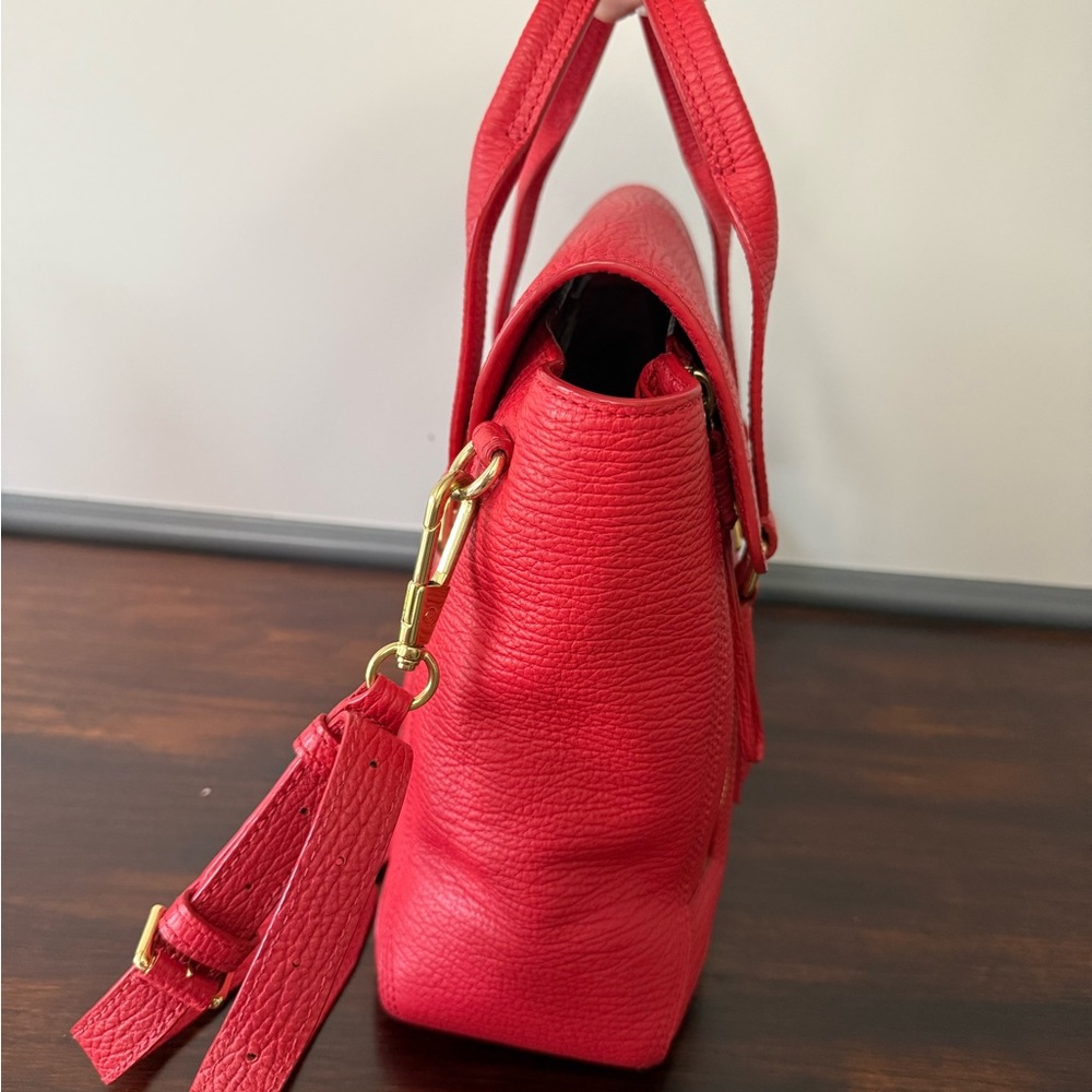 SOLD- 3.1 Phillip Lim Pashli Medium Satchel Red Pebbled Leather Crossbody Bag - Picture 3 of 11